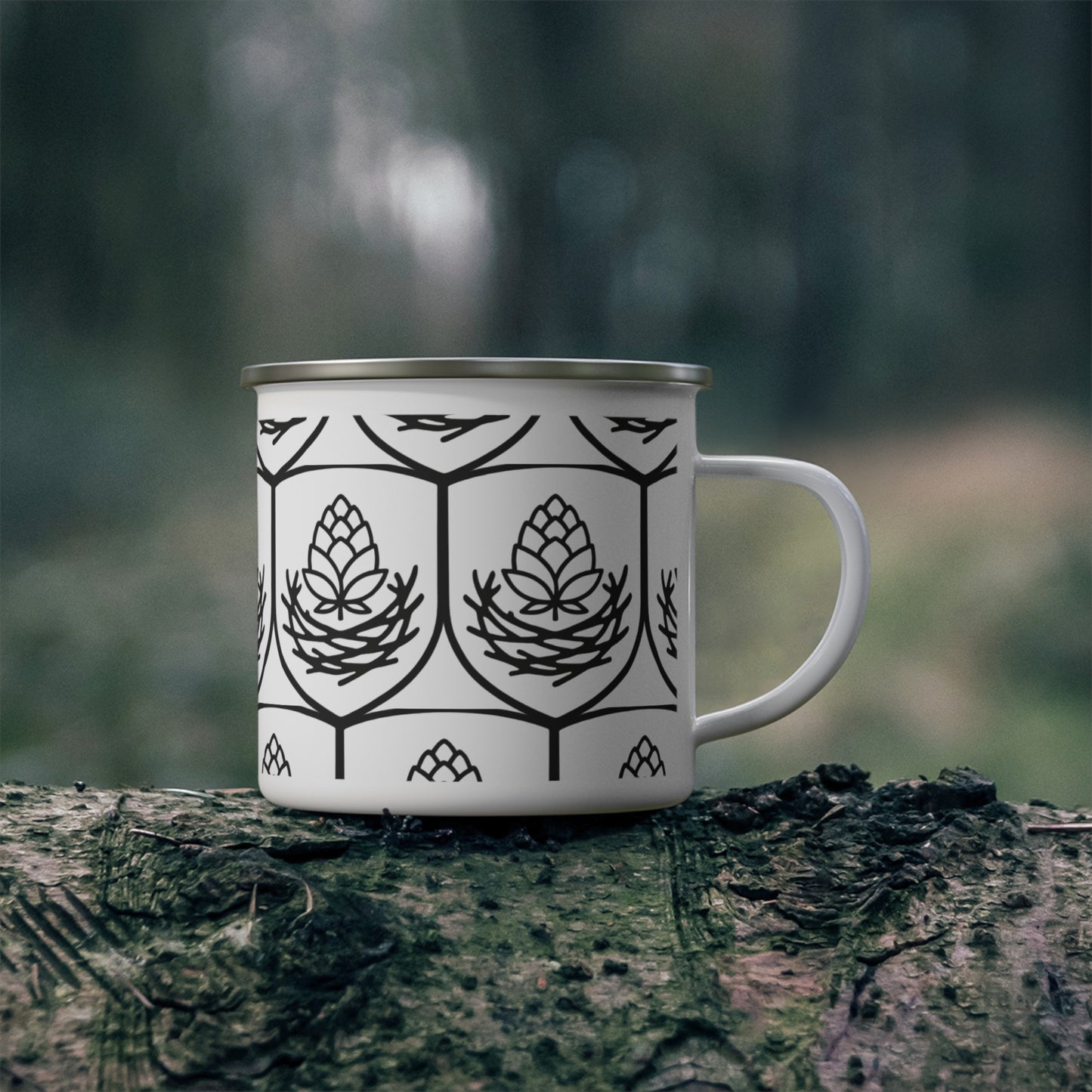 Rustic Pinecone Enamel Camping Mug | Outdoor Adventure Gift, Hiking Mug, Camping Essential, Cabin Decor, Cozier Coffee Experiences